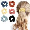 TENOC Soft Scrunchies, Christmas Styles Hair Ties Ponytail Holders for all Ages, 6 Pcs(Solid color)
