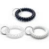 TENOC Spiral Coil Keychain, Anti-lost Key Chain Holder Lanyard Cord for Sauna Outdoor Sports and Gym Pool(Black & White & Clear)