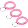 TENOC Spiral Coil Keychain, Anti-lost Key Chain Holder Lanyard Cord for Sauna Outdoor Sports and Gym Pool(Pink)