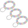 TENOC Spiral Coil Keychain, Anti-lost Key Chain Holder Lanyard Cord for Sauna Outdoor Sports and Gym Pool(Rainbow-light)
