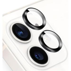 TENOC Camera Lens Protector for iPhone 11 & iPhone 12 & iPhone 12 Mini, 9H Tempered Glass Camera Screen Cover, Black Metal Individual Ring(Black)