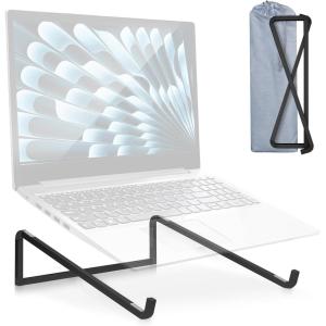 TENOC Foldable Laptop Stand for Desk, Universal Laptop Riser Ventilated Holder Mount Compatible with MacBook, Notebook, ASUS, Acer and More, Black(Black)