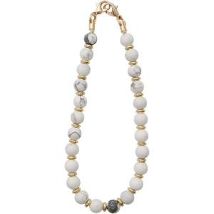 TENOC Marble Beaded Phone Wrist Strap, Cellphone Lanyard with Tether Tab, Hands-Free Phone Chain Wristlet Bracelet Keychain, Obsidian Black(B-marble White)