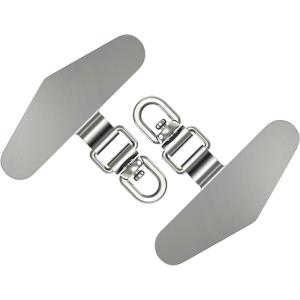 TENOC Metal Phone Tether Tab, Metal Phone Patch, Universal Cellphone Lanyard Pad for Full Phone Cases, 2 x Sliver(360° Rotation-silver)
