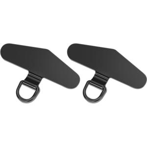 TENOC Metal Phone Tether Tab, Metal Phone Patch, Universal Cellphone Lanyard Pad for Full Phone Cases, 2 x Sliver(Black)