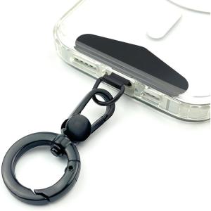 TENOC Metal Phone Tether, Universal Cellphone Lanyard Pad with 360 Rotation Spring Ring, Rose Gold(Black)