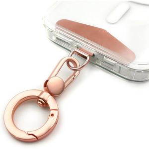 TENOC Metal Phone Tether, Universal Cellphone Lanyard Pad with 360 Rotation Spring Ring, Rose Gold(Rose Gold)