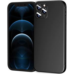 TENOC Phone Case Compatible for iPhone 12 Pro, Black Case Protective Bumper Slim Cover