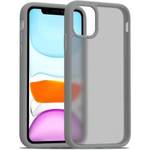 TENOC Phone Case Compatible with iPhone 13 & iPhone 14, Black Case Anti-Fingerprint Protective Bumper Matte Cover for 6.1 Inch(Translucent Dark Gray)