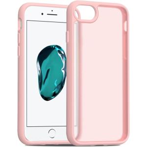 TENOC Phone Case Compatible with iPhone SE (2nd 2020 and 3rd 2022 Generation) & iPhone 7 & iPhone 8, Clear Case Shockproof Protective Bumper Slim Cover for 4.7 Inch(Translucent Pink)