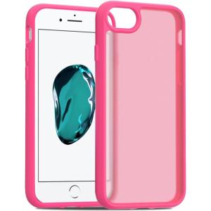 TENOC Phone Case Compatible with iPhone SE (2nd 2020 and 3rd 2022 Generation) & iPhone 7 & iPhone 8, Clear Case Shockproof Protective Bumper Slim Cover for 4.7 Inch(Translucent Hot Pink)