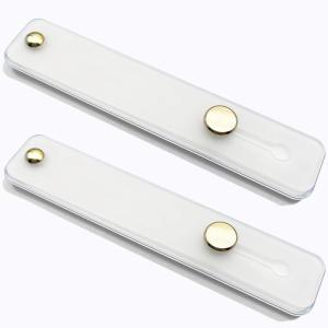 TENOC Phone Grip 2 Pieces Black Universal Sticky Finger Strap Holder for Smartphone or Cell Phone Case(A2-White)