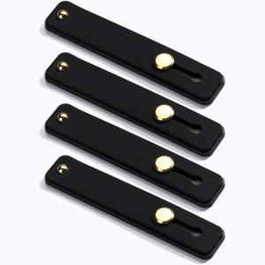 TENOC Phone Grip 2 Pieces Black Universal Sticky Finger Strap Holder for Smartphone or Cell Phone Case(A4-Black)