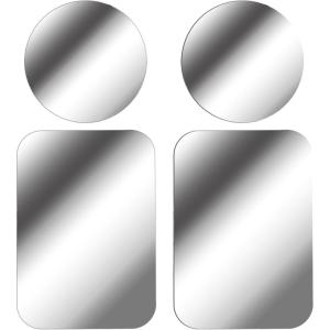 TENOC Phone Magnet Mount Metal Plates, Universal Adhesive Magnetic Car Mount/Cradle Conversion Accessories, 4Pcs, Black(Silver)