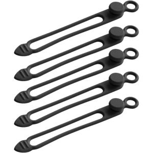 TENOC Silicone Cable Ties 10 Pcs Black Reusable Cable Holder Elastic Cord Straps Flexible Wire Organizer for Phone Tablet Charging Cable and Headset or Others(Black)