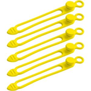 TENOC Silicone Cable Ties 10 Pcs Black Reusable Cable Holder Elastic Cord Straps Flexible Wire Organizer for Phone Tablet Charging Cable and Headset or Others(Yellow)