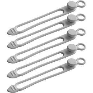 TENOC Silicone Cable Ties 10 Pcs Black Reusable Cable Holder Elastic Cord Straps Flexible Wire Organizer for Phone Tablet Charging Cable and Headset or Others(Grey)
