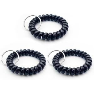 TENOC Spiral Coil Keychain, Anti-lost Key Chain Holder Lanyard Cord for Sauna Outdoor Sports and Gym Pool(Black)