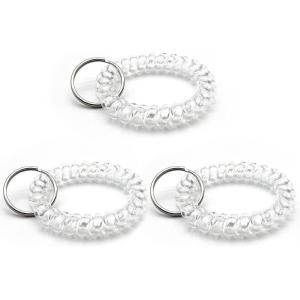 TENOC Spiral Coil Keychain, Anti-lost Key Chain Holder Lanyard Cord for Sauna Outdoor Sports and Gym Pool(Clear)