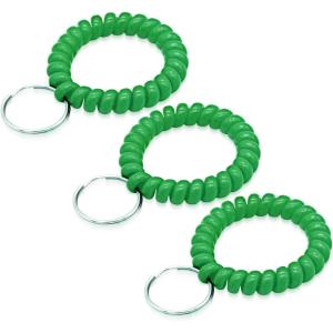 TENOC Spiral Coil Keychain, Anti-lost Key Chain Holder Lanyard Cord for Sauna Outdoor Sports and Gym Pool(Deep Green)