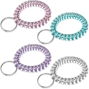 TENOC Spiral Coil Keychain, Anti-lost Key Chain Holder Lanyard Cord for Sauna Outdoor Sports and Gym Pool(M1)