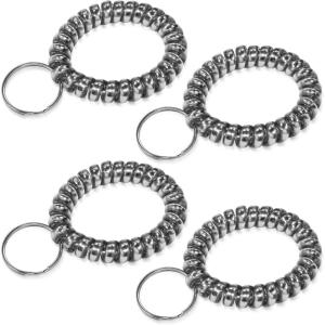 TENOC Spiral Coil Keychain, Anti-lost Key Chain Holder Lanyard Cord for Sauna Outdoor Sports and Gym Pool(Mt-black)
