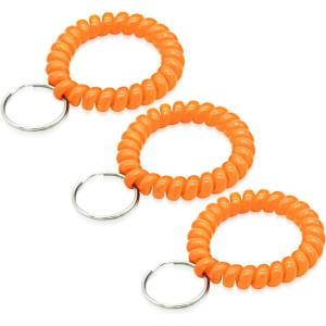 TENOC Spiral Coil Keychain, Anti-lost Key Chain Holder Lanyard Cord for Sauna Outdoor Sports and Gym Pool(Orange)