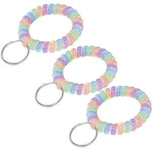 TENOC Spiral Coil Keychain, Anti-lost Key Chain Holder Lanyard Cord for Sauna Outdoor Sports and Gym Pool(Rainbow-light)