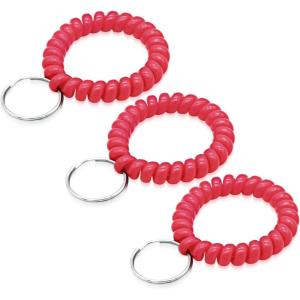 TENOC Spiral Coil Keychain, Anti-lost Key Chain Holder Lanyard Cord for Sauna Outdoor Sports and Gym Pool(Red)