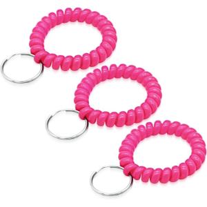 TENOC Spiral Coil Keychain, Anti-lost Key Chain Holder Lanyard Cord for Sauna Outdoor Sports and Gym Pool(Rose Red)