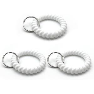 TENOC Spiral Coil Keychain, Anti-lost Key Chain Holder Lanyard Cord for Sauna Outdoor Sports and Gym Pool(White)