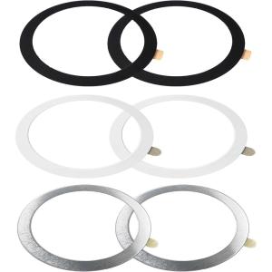 TENOC Universal Metal Ring Sticker for Magnetic Charger Compatible with iPhone/Samsung/Android All Cellphones, Magnetic Mount/Phone Holder Conversion Accessories, 3Pcs, Black(2 x (Black + White + Silver))