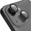 TENOC Camera Lens Protector 2 Pack for iPhone 14 & iPhone 14 Plus, 9H Tempered Glass Camera Screen Cover, Black Metal Individual Ring