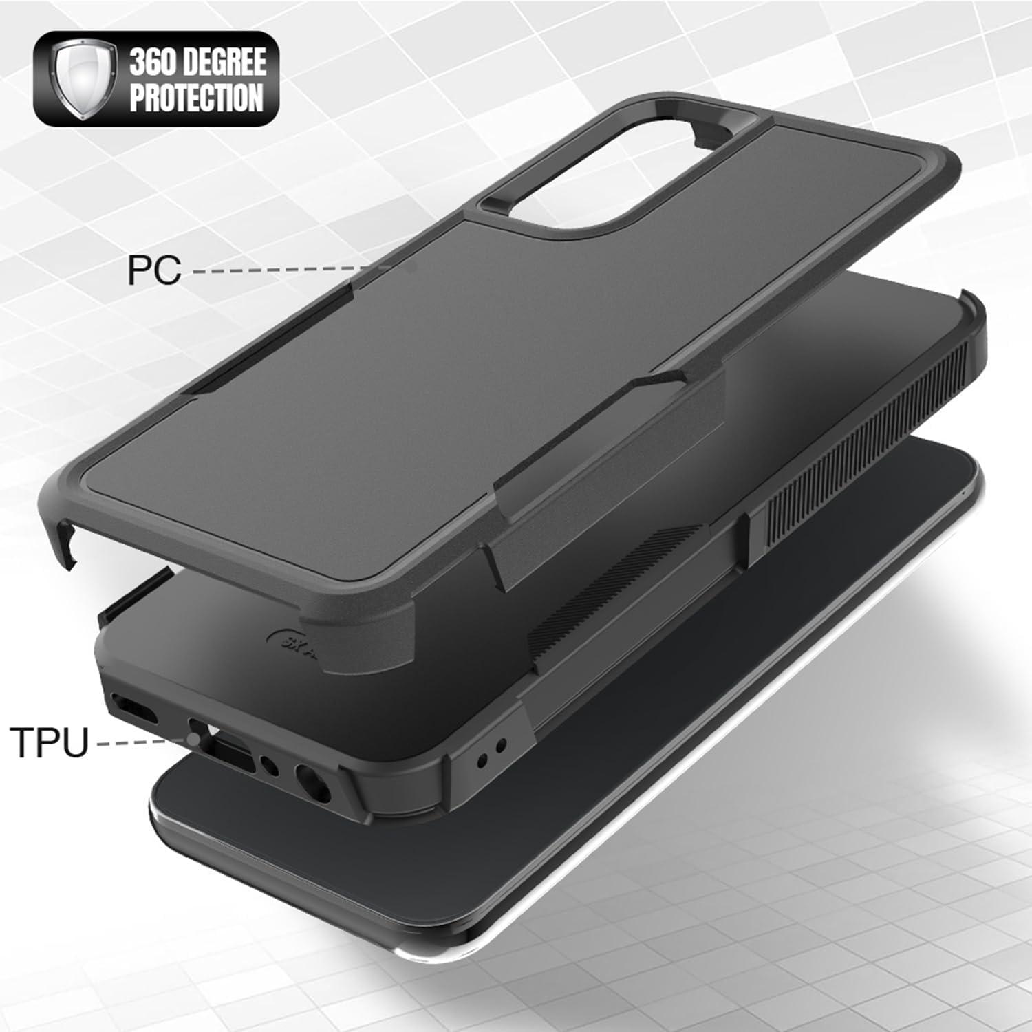 imageTENOC Phone Case for Samsung Galaxy A54 5G Clear Case NonYellowing Protective Bumper Hard Back CoverBlack Solid