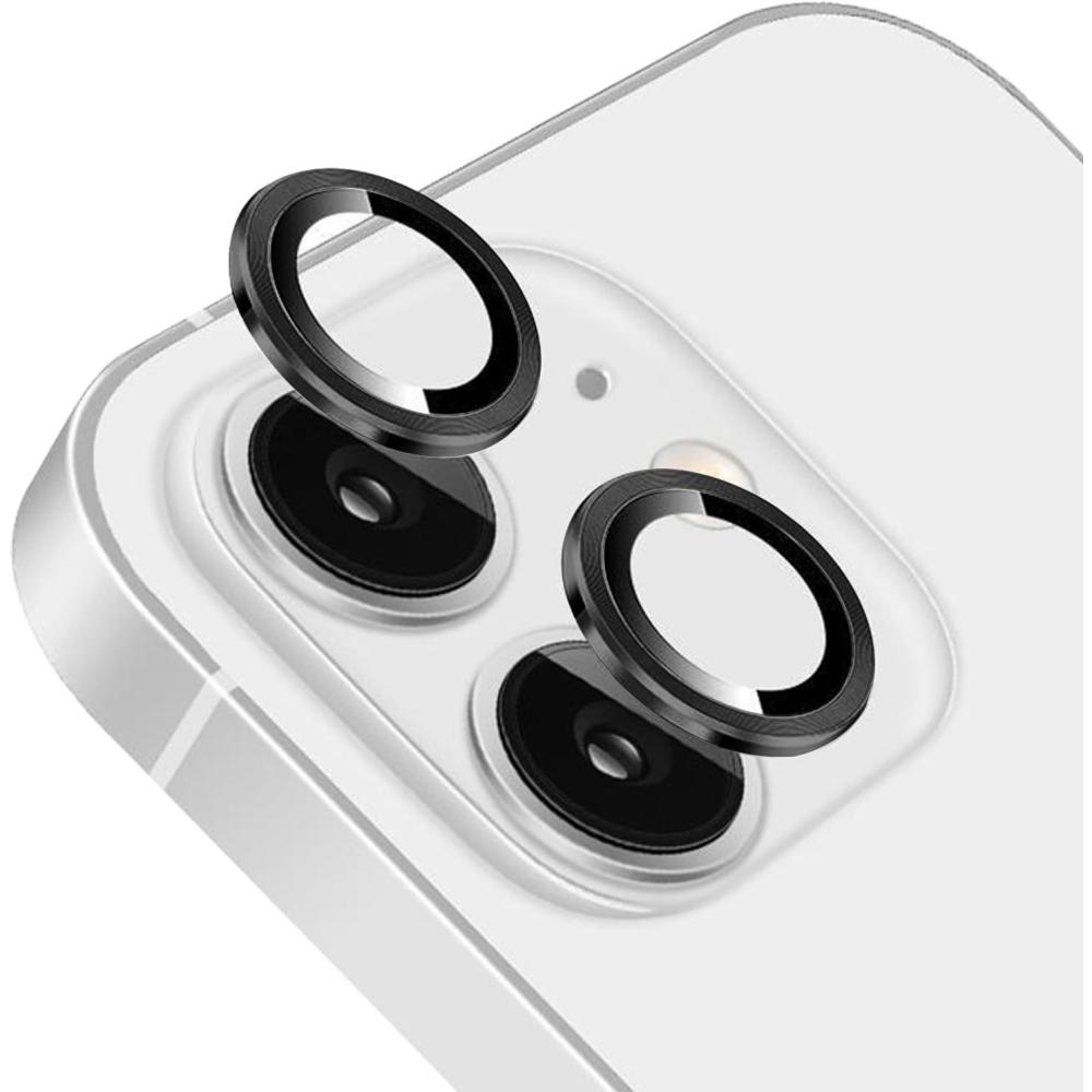 imageTENOC Camera Lens Protector 2 Pack for iPhone 11 amp iPhone 12 amp iPhone 12 Mini 9H Tempered Glass Camera Screen Cover Black Metal Individual Ring