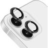 TENOC Camera Lens Protector 2 Pack for iPhone 11 & iPhone 12 & iPhone 12 Mini, 9H Tempered Glass Camera Screen Cover, Black Metal Individual Ring