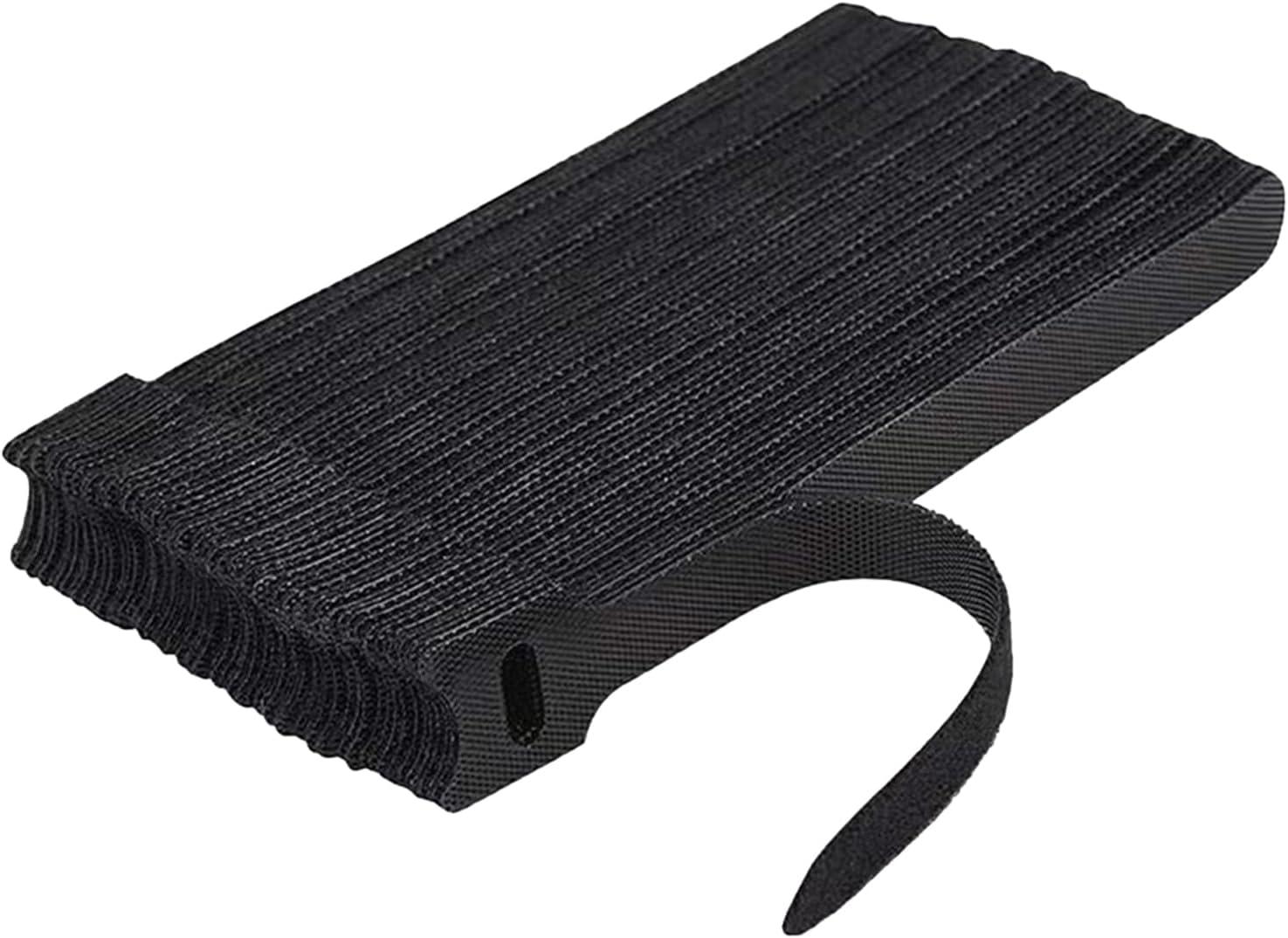 imageTENOC Reusable Cable Ties Hook Loop Cords Management Adjustable Cable Organizer Wire Straps Black 120 Pcs 6InchBlack