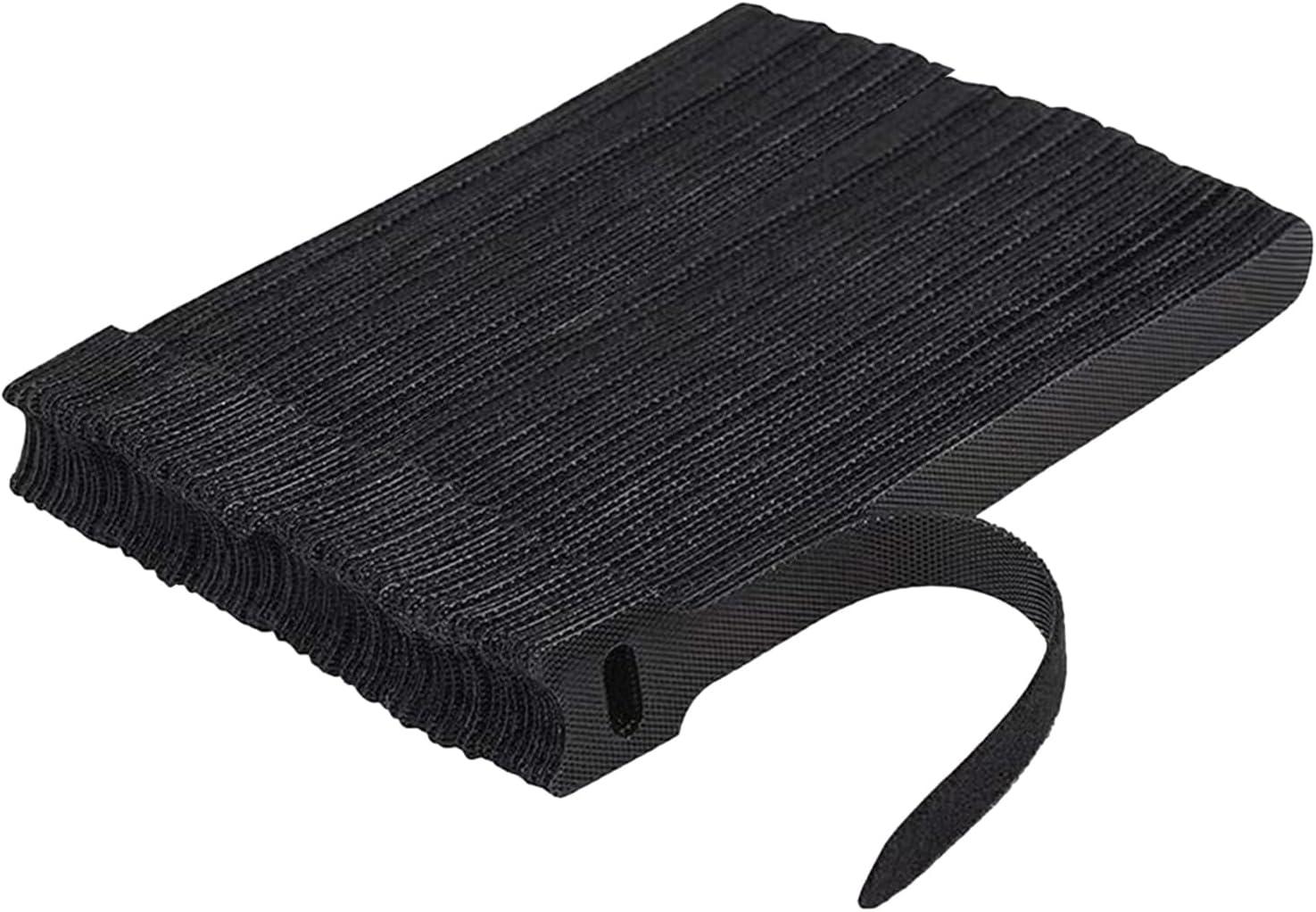 imageTENOC Reusable Cable Ties Hook Loop Cords Management Adjustable Cable Organizer Wire Straps Black 120 Pcs 6InchBlack