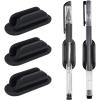 TENOC 3 Pack Adhesive Pen Holder, Silicone Pencil Holder for Desk & Wall, Flexible Marker Clip Organizer for Classroom, Car, Clipboard & Office, Oval, Black