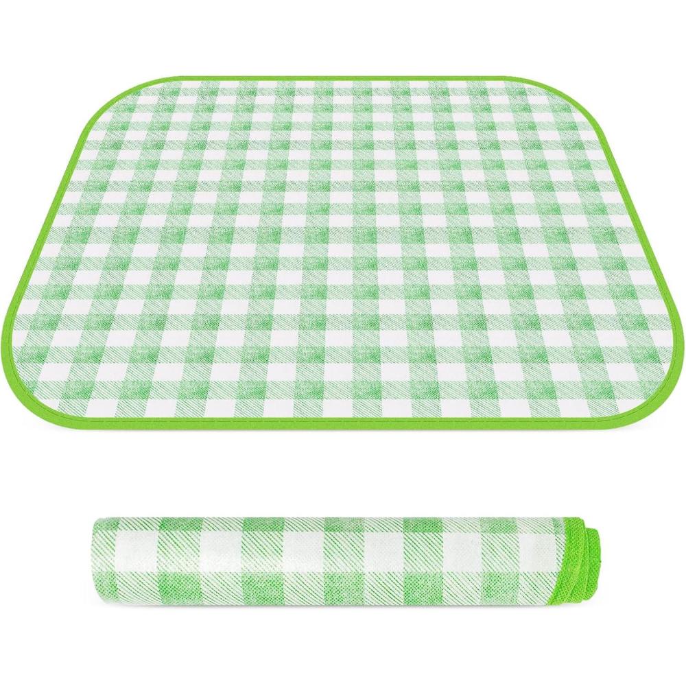 imageTENOC Small Picnic Blanket 1 Pack for Hiking amp Camping UltraLight Foldable Sit Pad for One Person Waterproof Portable Single Seat Mat for Park Backpacking amp Stadium Green Grid 19x19