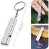 TENOC 3 Pack Emergency Survival Whistles, Double Tubes 120dB High Decibel, Aluminum Alloy Safety Whistle with Keychain for Hiking, Camping, Boating & Coach (Silver)