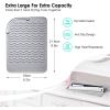 TENOC Heat Resistant Mat for Curling Iron & Flat Irons, Extra Large Silicone Pouch with Anti-Slip Strip for Travel & Counter Protection (Gray)