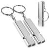 TENOC 3 Pack Emergency Survival Whistles, Double Tubes 120dB High Decibel, Aluminum Alloy Safety Whistle with Keychain for Hiking, Camping, Boating & Coach (Silver)