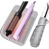 TENOC Heat Resistant Mat for Curling Iron & Flat Irons, Extra Large Silicone Pouch with Anti-Slip Strip for Travel & Counter Protection (Gray)