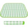 TENOC Small Picnic Blanket 1 Pack for Hiking & Camping, Ultra-Light Foldable Sit Pad for One Person, Waterproof Portable Single Seat Mat for Park, Backpacking & Stadium, Green Grid, 19″x19″