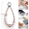 TENOC Crystal Beaded Phone Wrist Strap, Cellphone Bracelet Lanyard, Sparkling Phone Chain for Women, Clear(Pink)