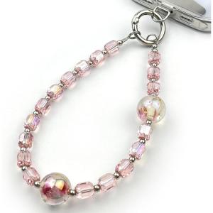 TENOC Crystal Beaded Phone Wrist Strap, Cellphone Bracelet Lanyard, Sparkling Phone Chain for Women, Clear(Pink)