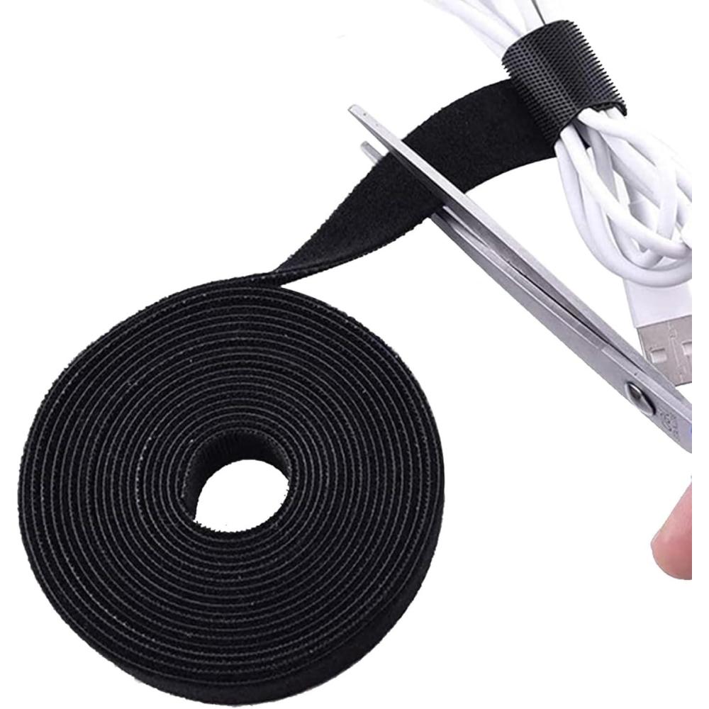 imageTENOC Reusable Hook and Loop Cable Tie Tool Adjustable Cable Organizer Tape Cord Wrap for Home Office Wire Bundling Hook and Loop Tape Manage Wire Straps Black 25 In x 164 Ft x 1 Roll04118 inch 1Pcs