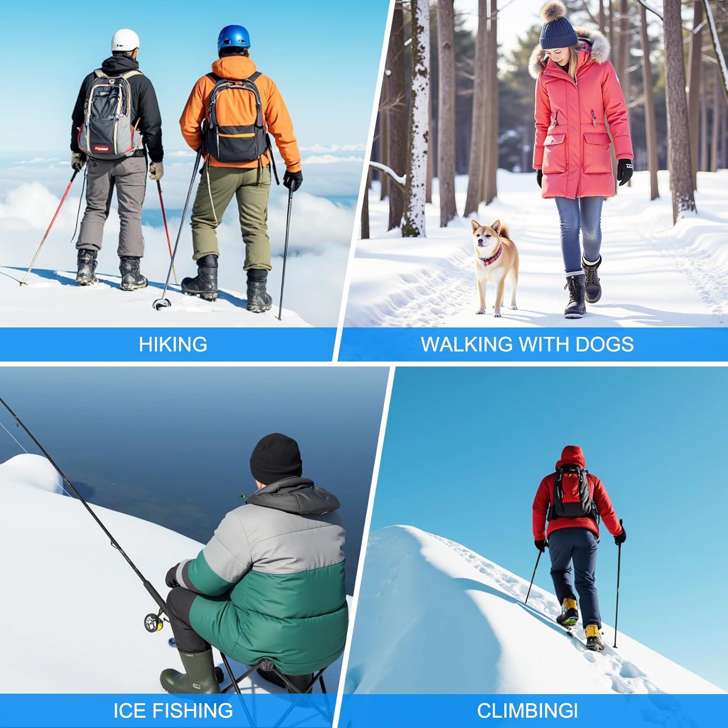 imageTENOC Ice Cleats Crampons for Shoes and Boots 1 Pair Snow Grips with 10 Steel Studs Traction AntiSlip Walk Spikes for Hiking Fishing amp Winter Walking Safe Footwear Cover BlackSmall