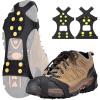 TENOC Ice Cleats Crampons for Shoes and Boots 1 Pair, Snow Grips with 10 Steel Studs Traction, Anti-Slip Walk Spikes for Hiking, Fishing & Winter Walking, Safe Footwear Cover, Black(Large)